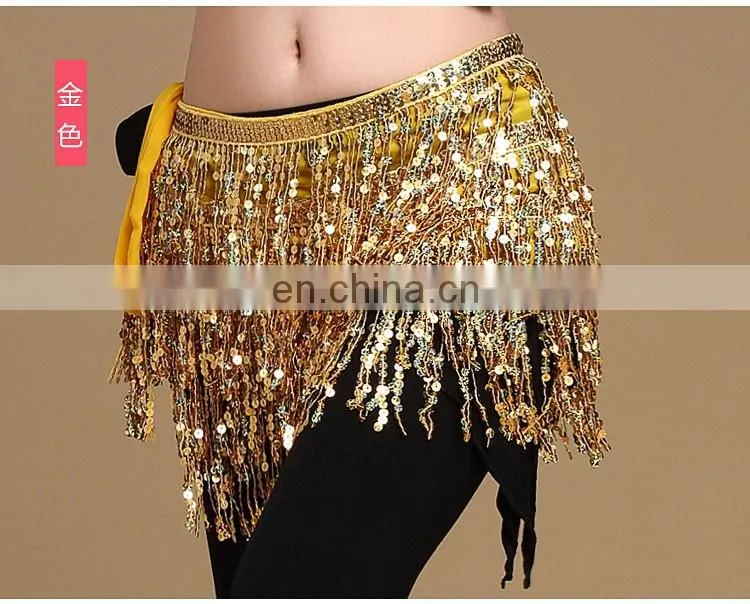 Y-2059 Indian Multy color sequins tassel belly dance hip scarf