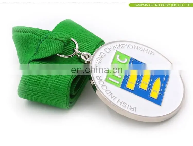 Gold logo cheap award sport medal with ribbons/lanyards
