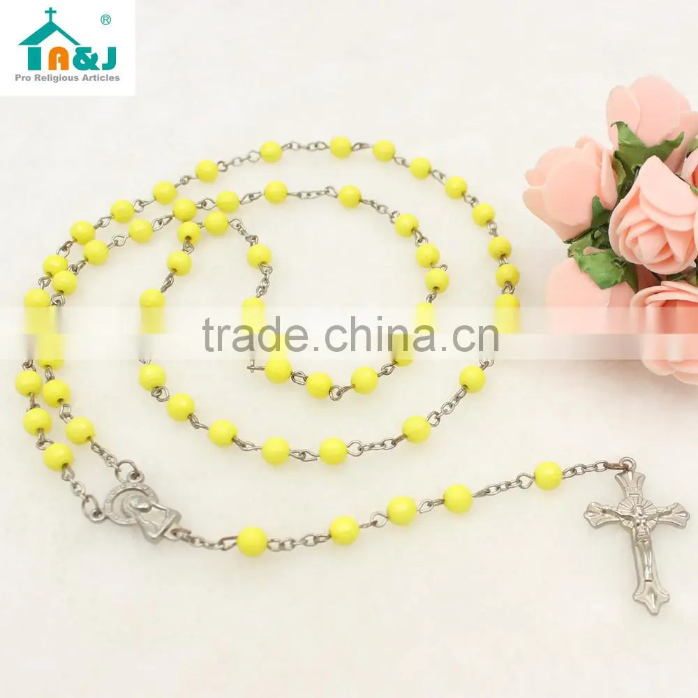 Fashion plastic rosary faceted bead wholesale necklace