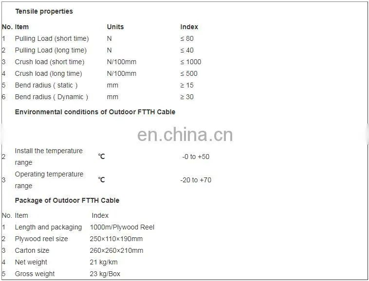 Single mode fiber optic cable 1000m per roll drop cable