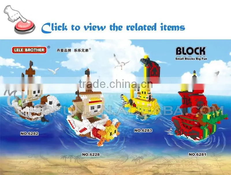 Mini Qute HIQ Anime One piece Thousand Sunny Going Merry pirate ship plastic building cartoon model educational toy NO.9317