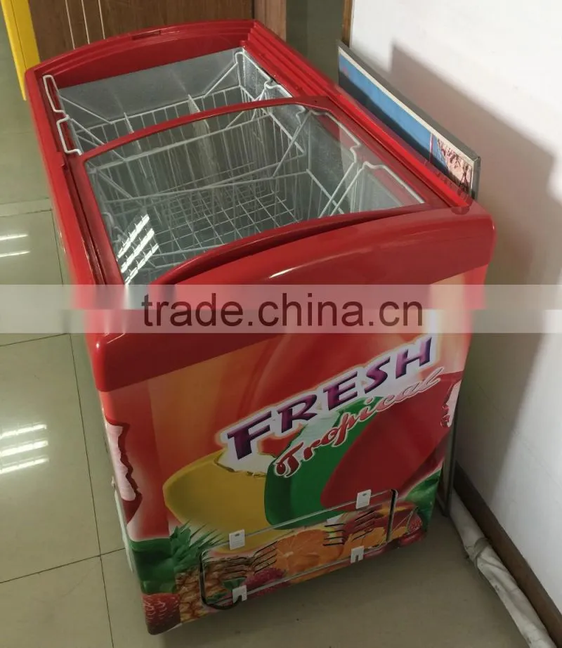 328L sliding glass door chest freezer for ice cream