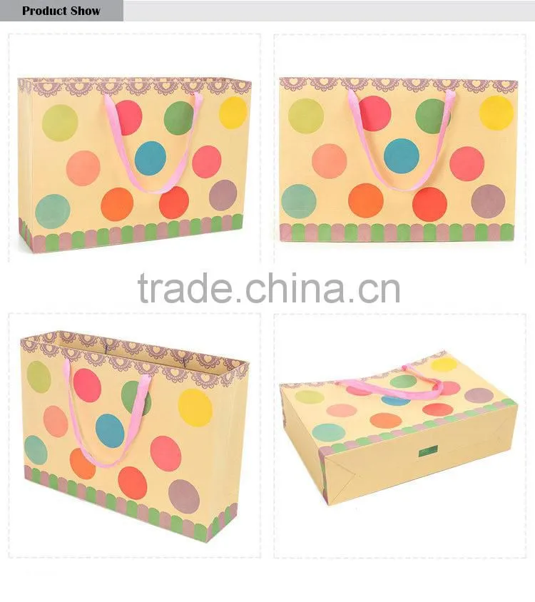 big colorful dot brown kraft paper shopping bags/gift bags