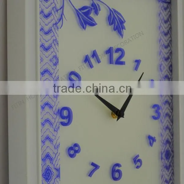 fashion glass flower wall clock