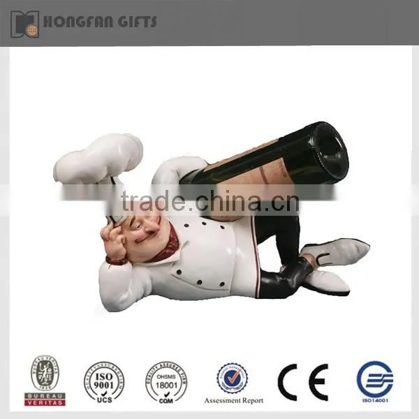 Naughty resin chef kitchenware wine bottle rack holder decoration