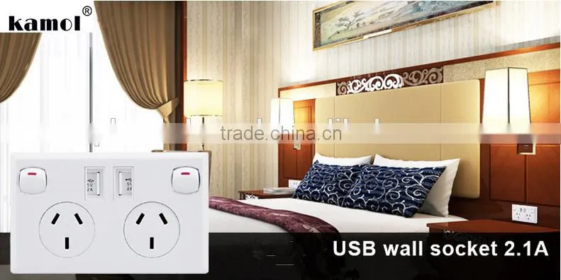silver faceplate power point with double usb power socket for australian market