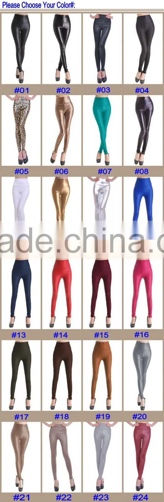 Fashion High Waist Faux Leather Lady Thin Trousers Women Leggings