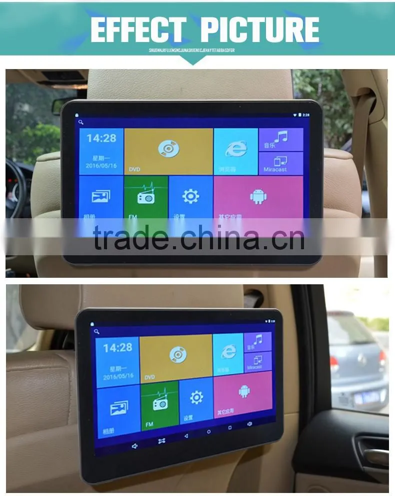 Android 5.1 HD Quad Core (4 Core) 10 inch Headrest dvd touch screen lcd monitor