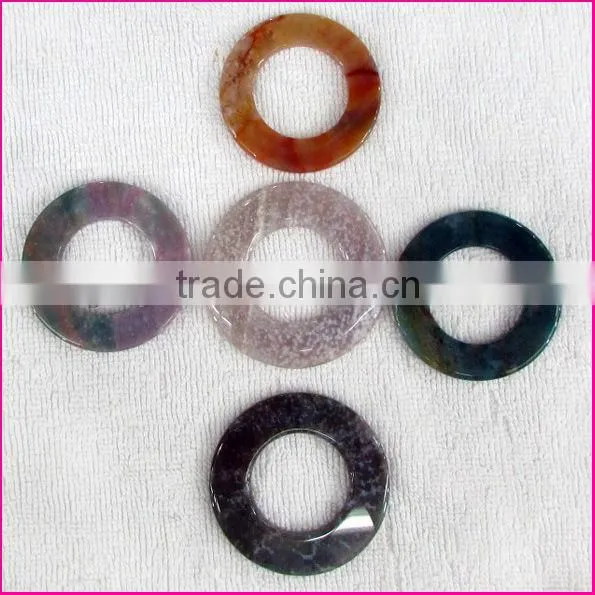JF6879 Natural gemstone semi precious stone donut pendants
