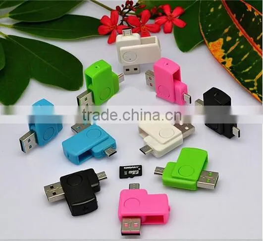New Style 2 in 1 USB 2.0 OTG Card Reader Adapter ,SD TF Card Reader For Android Phones