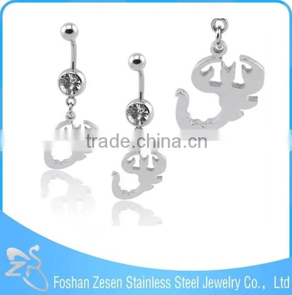 Factory direct sale hypoallergenic women dangle vivid scorpion belly button rings