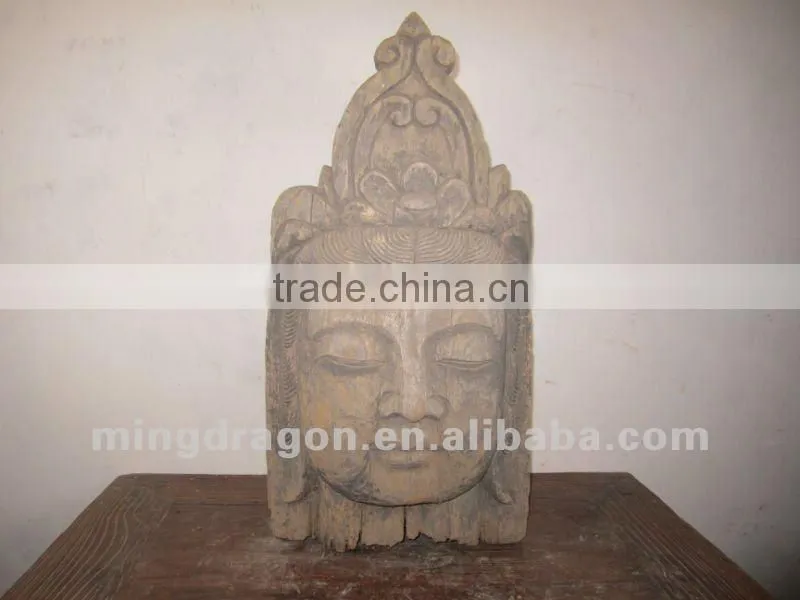 chinese antique furniture wood buddha head