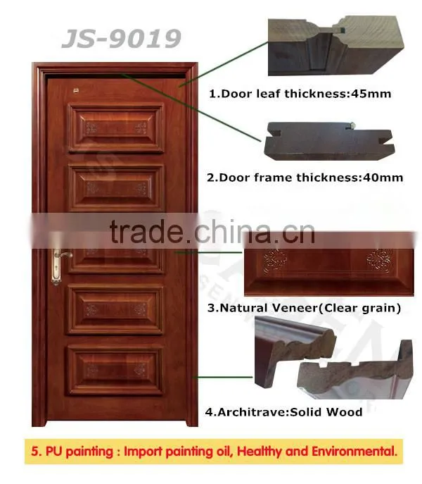 China 100% solid wooden panel front door