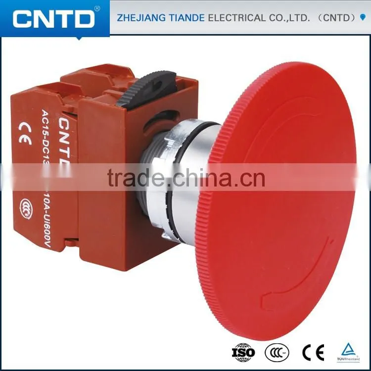 CNTD Stock available Red/Green/Blue/Yellow Color Optional 22mm Mounting hole Emergency Stop Switch 60mm Head Diameter (C2PNR6)