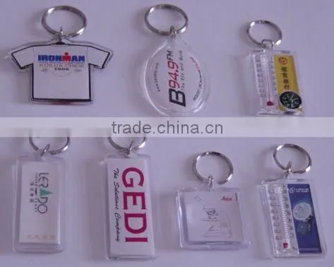 Fashion promotional items custom printed clear acrylic photo keyrings