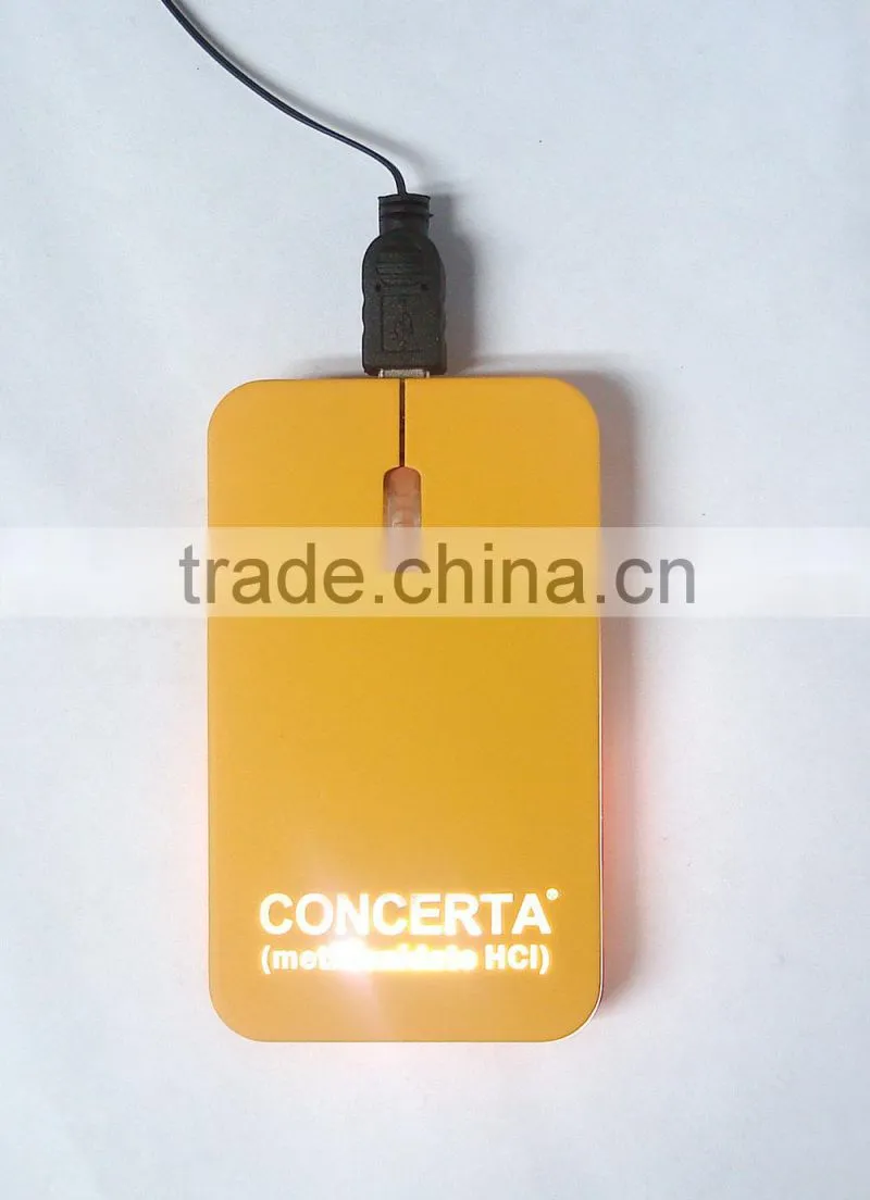 Cheapest computer optical wireless mouse/retractable wired mouse ultra slim mouse with LED that lights up your logo