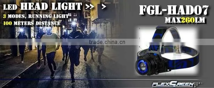zoom function rechargeable 3w xpe led running headlamp