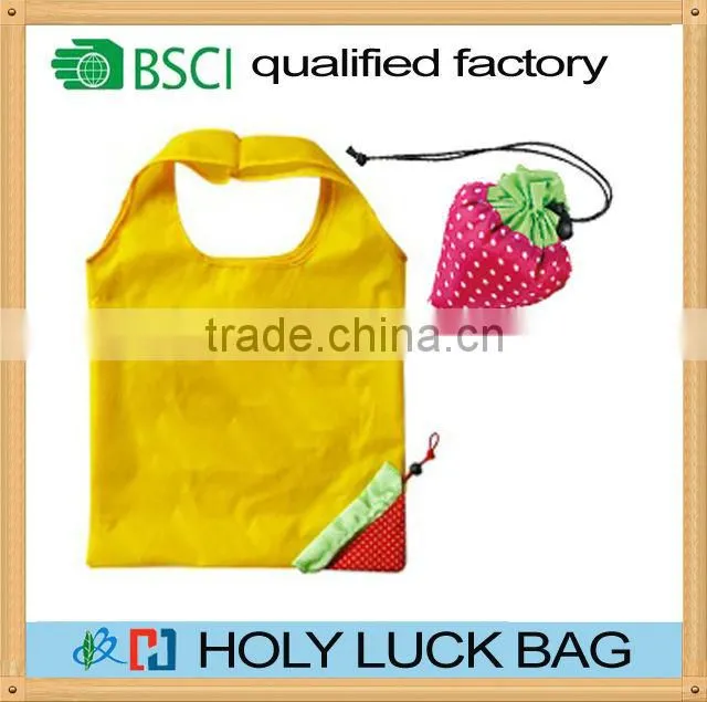 2015 New style strawberry foldable polyester shopping bag