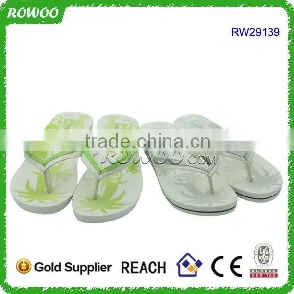 White and Green Low Price Ladies Sandals Girl Latest Flat Sandals