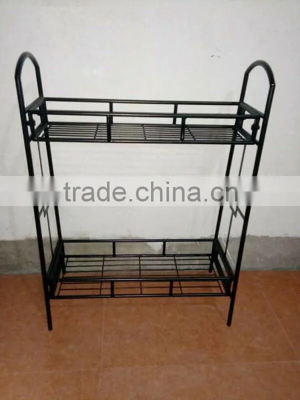 Plant Stand with Contemporary Tray Design and 2-Tier, Black