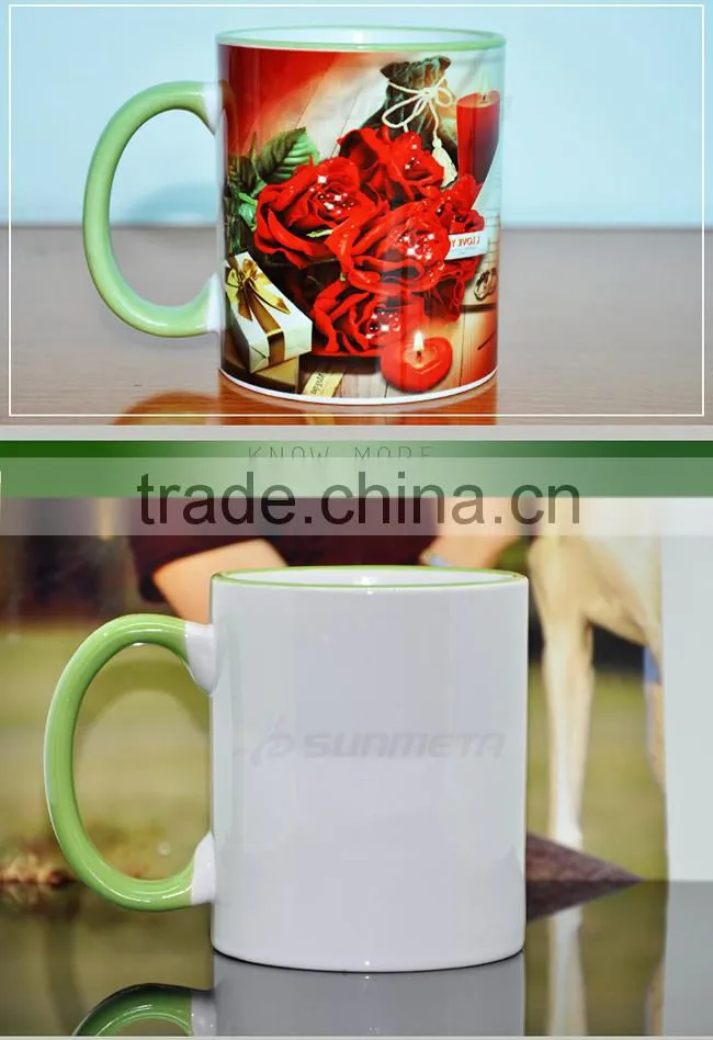 Factory directly 11oz rim and handle color blank sublimation heat press machine