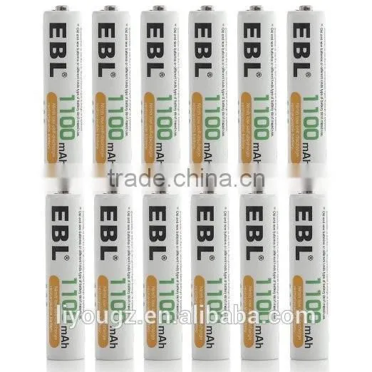 EBL AAA 1100mAh 4 Count High Performance Ni-MH Rechargeable Battery, New Retail Package