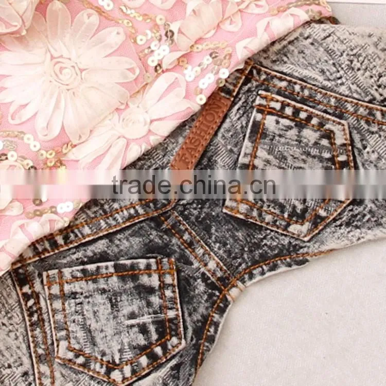 Sequins yarn washing water cowboy denim cloth dog four-legs clothes