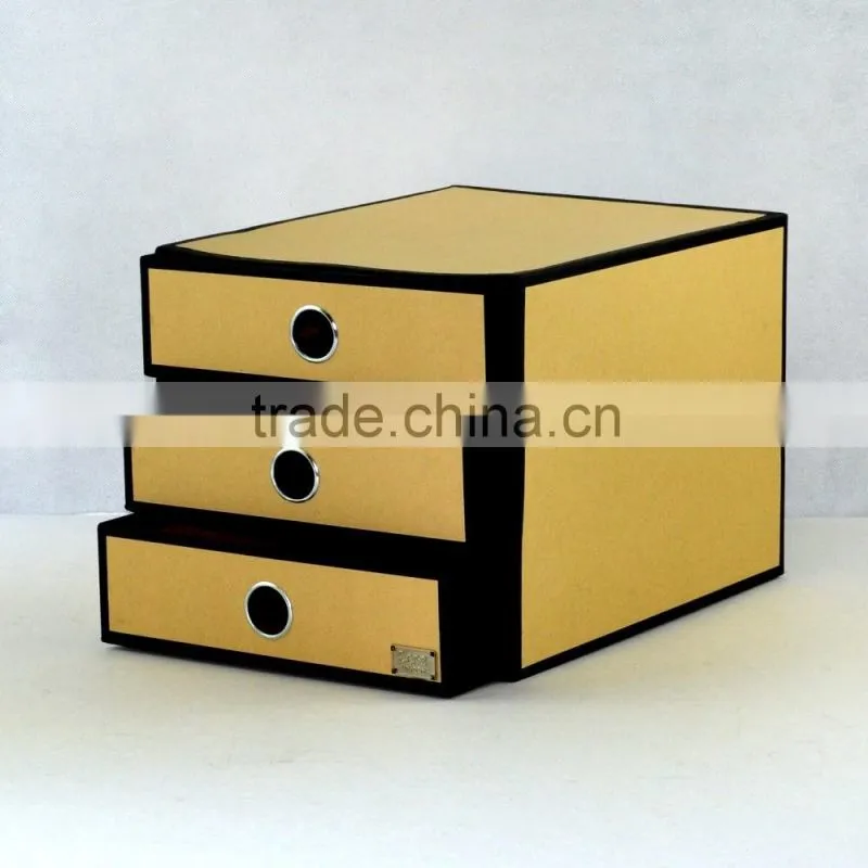 Kraft Paper 3 Drawer storage box Desk Organizer