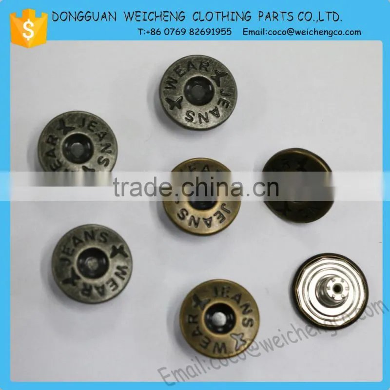 wholesale metal button for garment/High quality newest garment accessories button for jeans