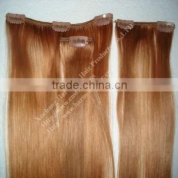BEST QUALITY 18inch straight human cheap clip hair extension/clip in hair extension