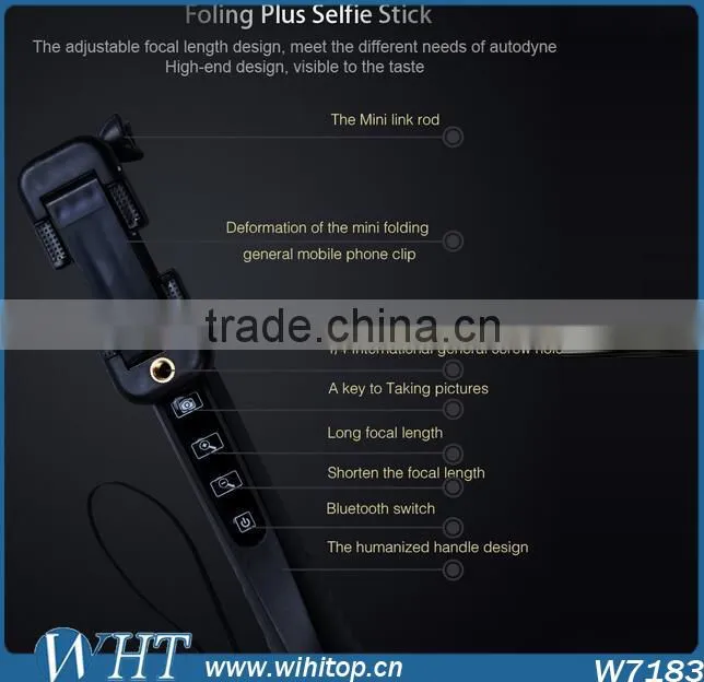 Extendable Aluminum Wireless Bluetooth Monopod Selfie Stick with Bluetooth Shutter Button
