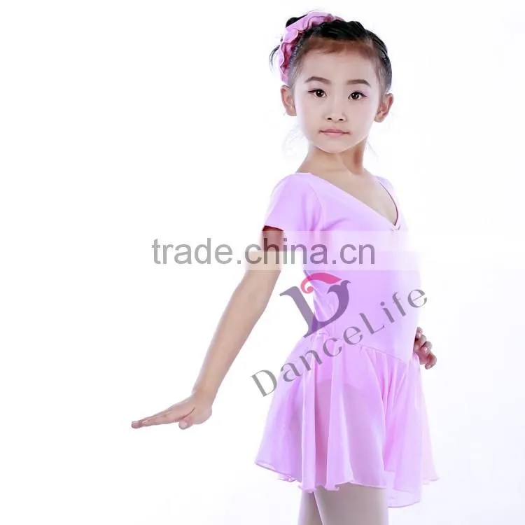C2157 short sleeve ballet dance costumes chiffon girls ballet dress