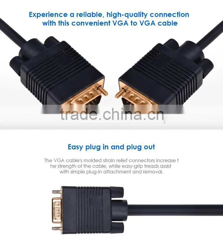 Gold Plated HD 15 M/M 3+4 VGA Monitor Cable with Ferrites 6 Feet, 100% Bare Copper