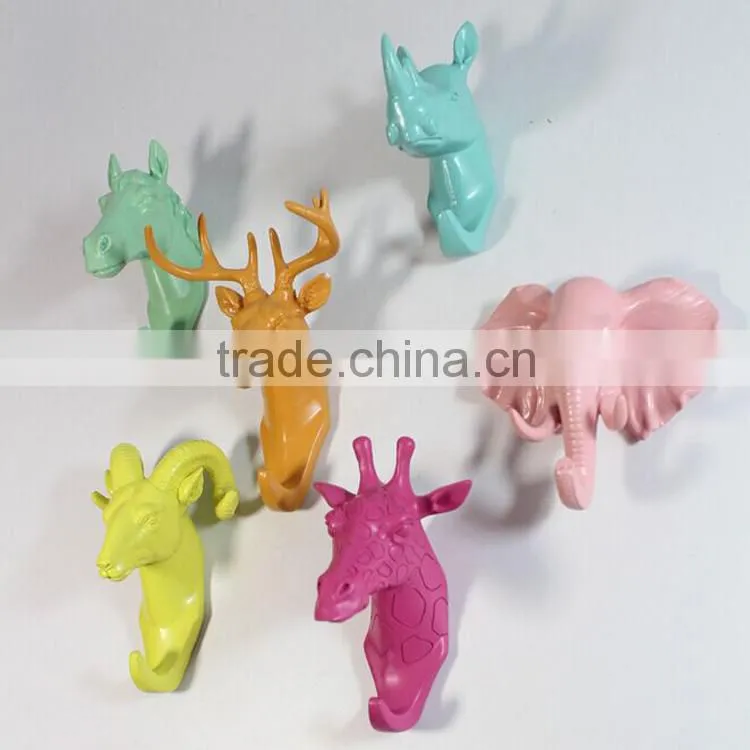 Polyresin elephant head for wall decoration hook animal head wholesale