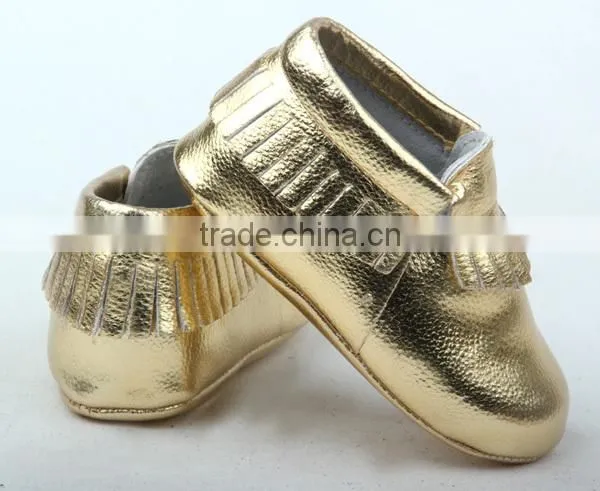 Popular all market 100% sheep leather fringes baby Moccs