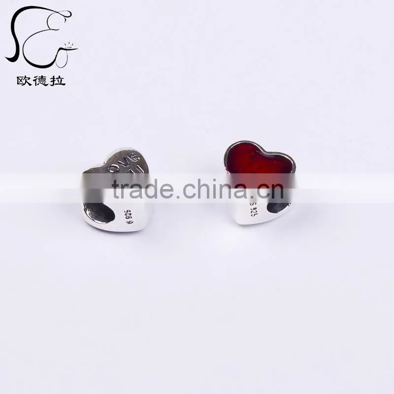 925 silver enamel lipstick beads for gold european charm bracelet