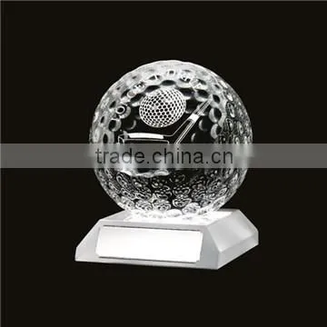 Wholesale New Design unique Crystal glass Golf Trophy for sports souvenir