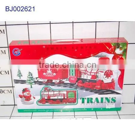 happy kids toy Christmas train funny plastic slot toy smoking train