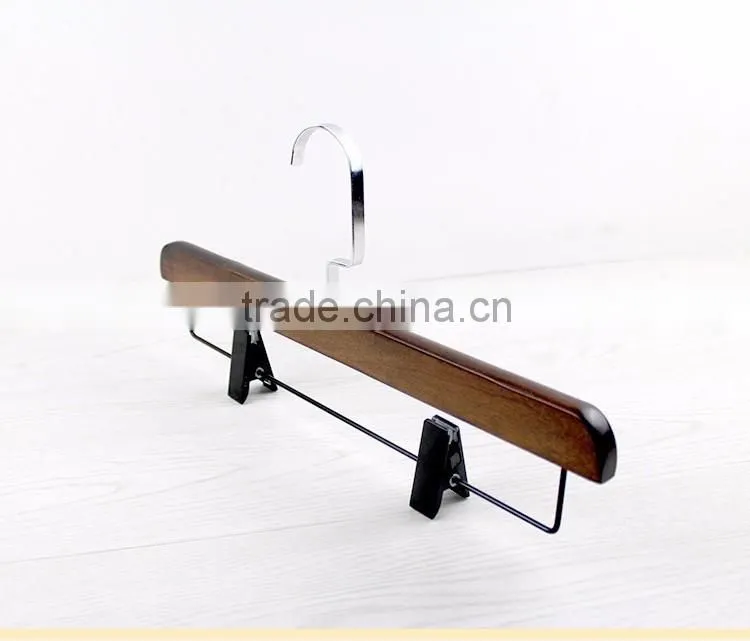 LP156 clothes hanger with velvet pants bar wooden pant hanger for Hot sale