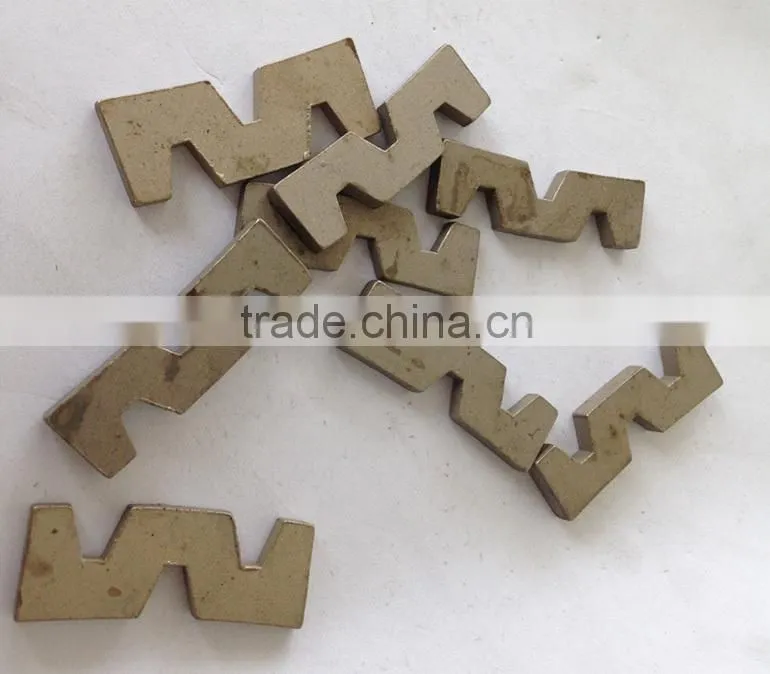 W shape diamond cutting blade segment for trimming granite slab