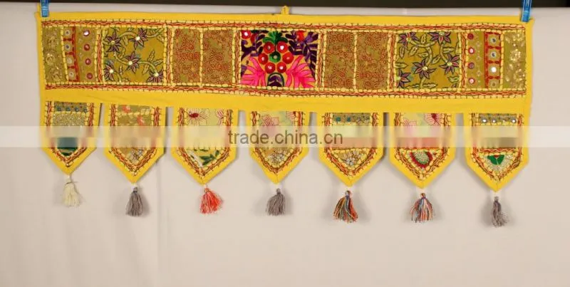 indian Door Hanging, Handmade Window Valance, Vintage Home Decor Embroidery Toran, Bohemian Door Hanging