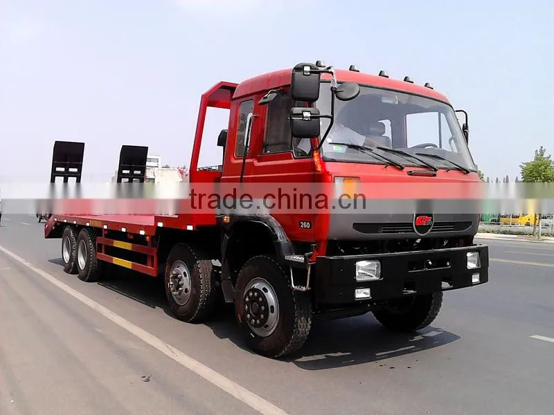 ChuFeng 8X4 flat plate transport truck/ flatbed container transport trailer