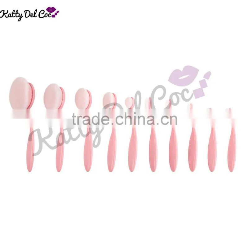 hottest selling oval makeup brush set 10pcs
