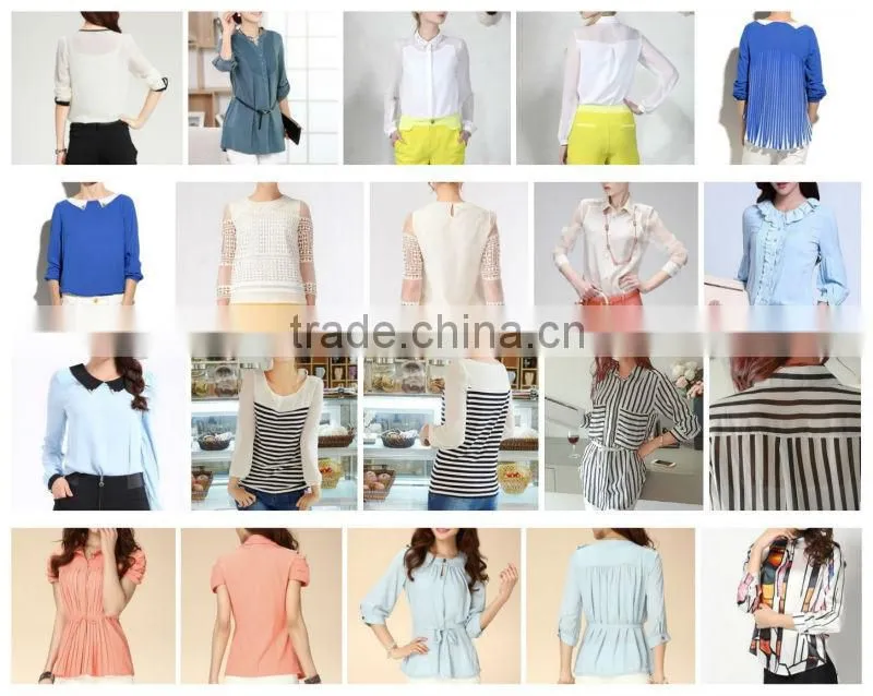 Korea latest polo design checker women blouse tops with doll collar