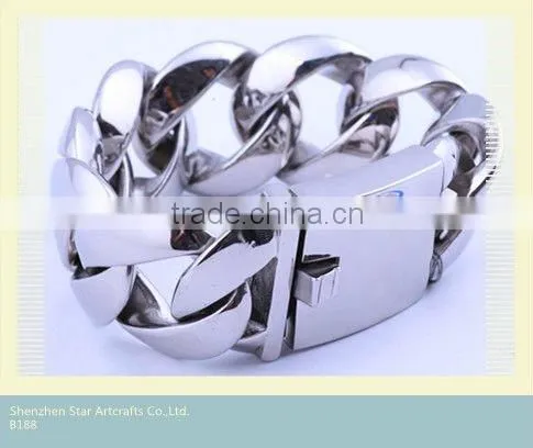 B188 fashion high super big size 316l stainless steel bracelets