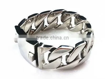 B476s 316l stainless steel fashion 2.5cm wide big heavy high polish chain bracelet