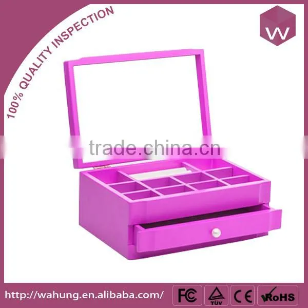 Elegant Blue Pearl Jewelry Box & MDF Jewellery Boxes With Lock And Key For Sale