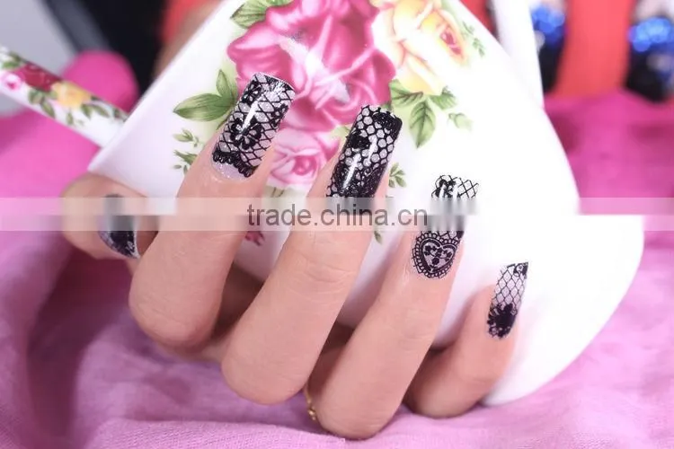 black/white lace nail sticker wholesale Shining Glitter Nail Sticker Nail Wraps
