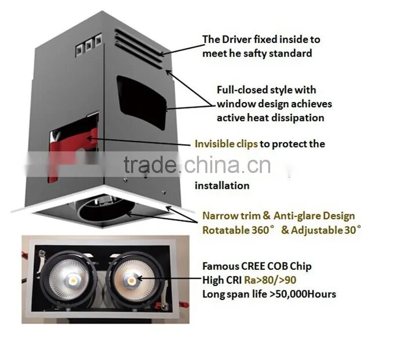 Adjustable ceiling lamp high efficiency grille light modern shop ceiling lamp 10W