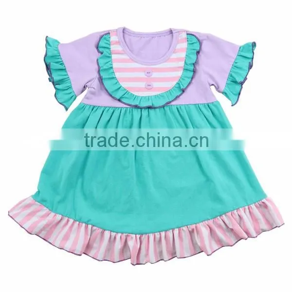 2016 kaiyo boutique simple design dress for girls bib ruffle dress cute pearl dress boutique kids clothes